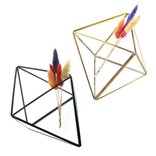

diamond storage box glass terrarium design jewelry holder clear faceted succulent air plant planter box pot/keepsake display bow, Black;blue