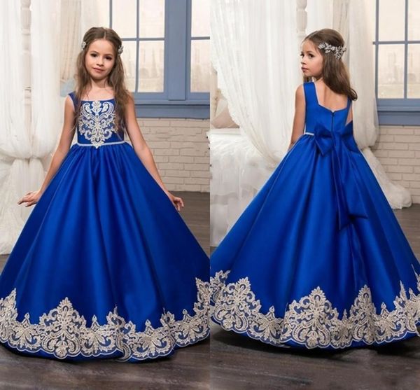 

princess royal blue длина пола девушки цветка 2019 золота аппликация девушки pageant платье первое причастие платье платья партии, Red;yellow