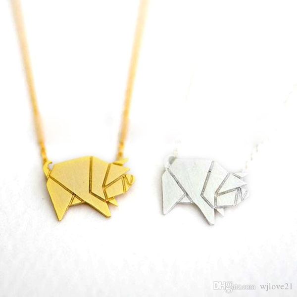 

fashion pig pendant necklaces lovely origami pig necklaces geometric rules of pig pendant necklaces, Silver