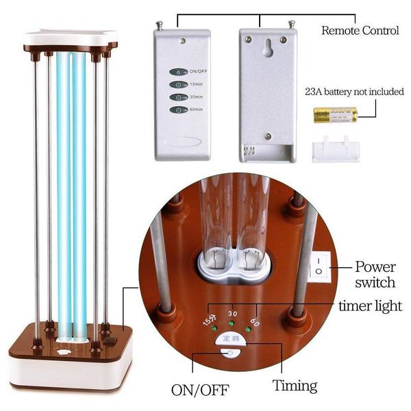 

36w ultraviolet germicidal lamp, 110v 220v uvc ozone ultraviolet germicidal sterilization home disinfection light with remote controller