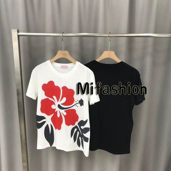 

2020 spring summer luxury europe italy big flower print tshirt fashion men women floral t shirt pure cotton tee top, White;black