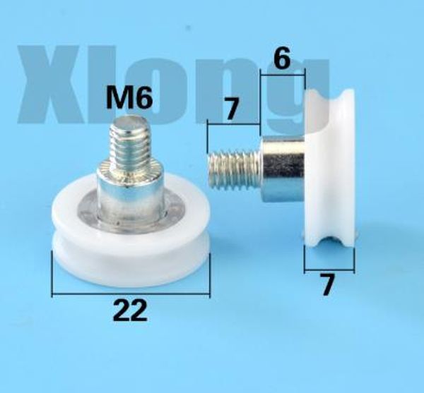

10pcs m6*22mm m6 threaded screw rolling pulley drawer round track wheel u slot groove guide wheel du22 line pulley