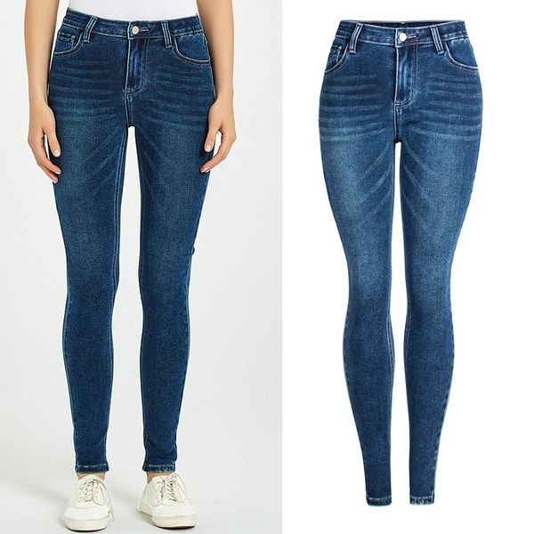 

women's jeans summer slim high waist pencil pants full length jeans am206, Blue