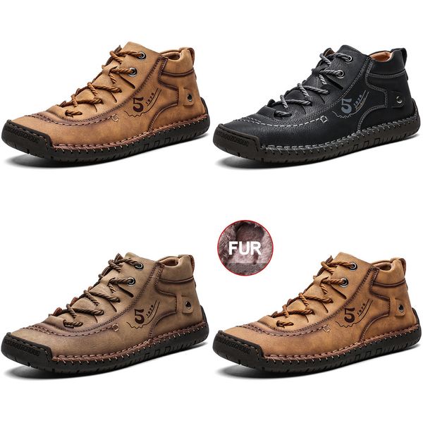 

new comfortable men's leather shoes hand-stitched men's shoes fashion outdoor shoes men big size 39-48, Black