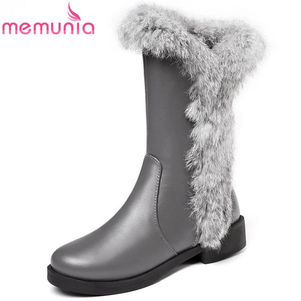 

memunia 2020 large size 48 winter snow boots thick fur warm round toe casual shoes sweet fashion zip ankle boots female black