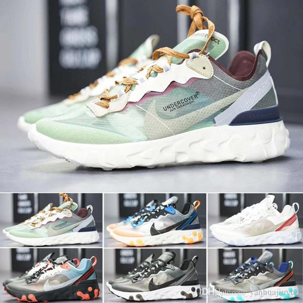 

air react element casual undercover men running shoes for women designer sneakers sports mens trainer shoes sail light bone royal tint