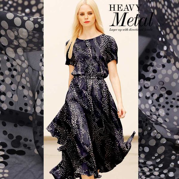

fabric 138cm wide openwork silk rotten flower summer dress, Black;white