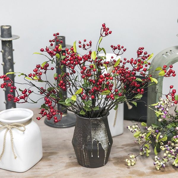 

1pcs black/red/purple color 45cm diy fake fruit berries artificial pomegranate cherry bouquet for christmas home decoration