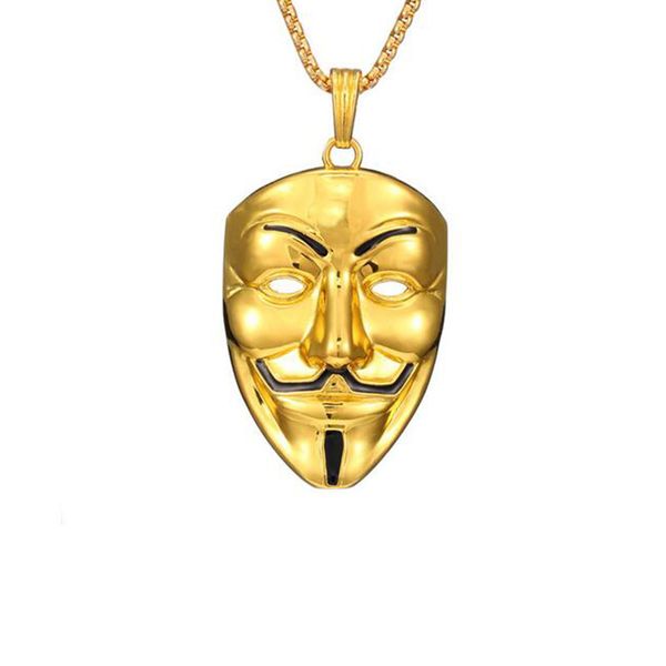 

10 pcs fashion jewelry can wear necklace movie vendetta mask stainless steel pendant car decoration accessories