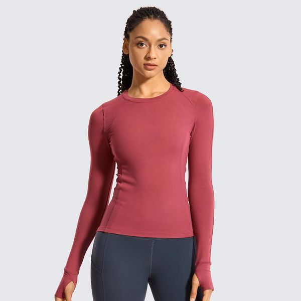 

women's long sleeve running shirt athletic workout with thumb holes, White;red