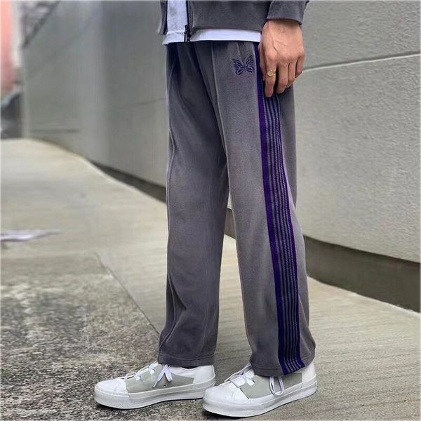 

butterfly fashion awge sweatpants sweatpants ribbon needles velvet casual quality joggers striped awge needles embroidery ckgbk, Black