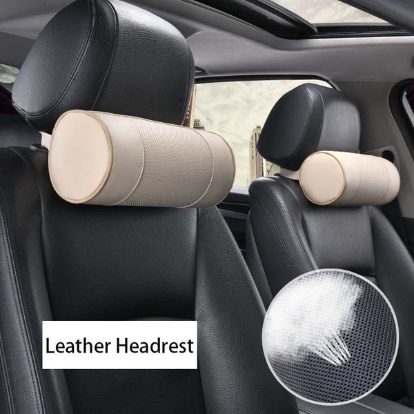 

car seat headrest pillow travel rest cylindrical leather breathable pillow 3d auto seat memory foam car neck support