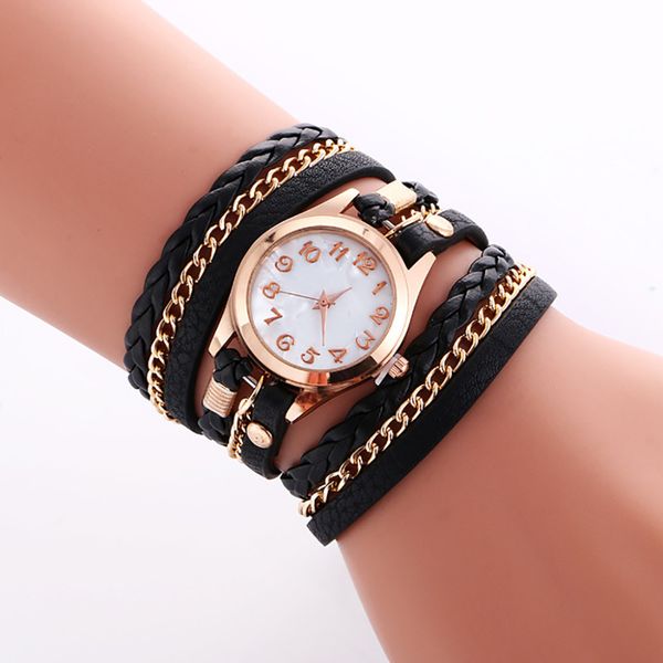 

hot sale fashion women watches braided leather bracelet watch gift clock ladies quartz wristwatch digital watch zegarek damski#w, Slivery;brown