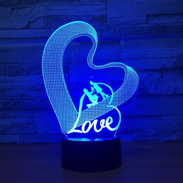 

creative romantic atmosphere 7 colorful 3d led heart shape modelling night light love table lamp gifts home decor light fixture