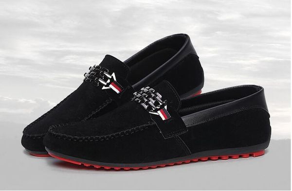 

big yards fashion mens new all-match embossed leather frosted leisure breathable slip on flats male comfortable casual doug shoes z23, Black