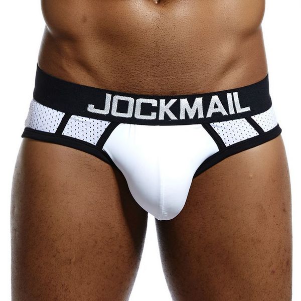 

jockmail brand mens briefs men underwear mens underpants male panties shorts u convex pouch men bikini gay underwear, Black;white