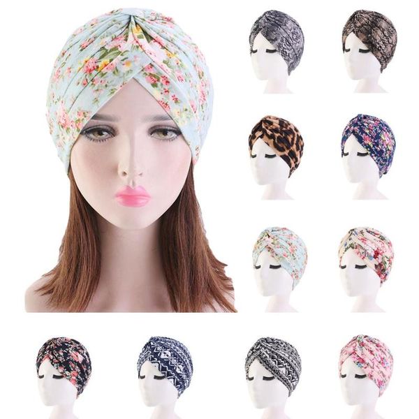 

flower hat women muslim chemo cap india hat hair loss pleated headscarf turban caps printed islamic bonnet beanies skullies, Blue;gray