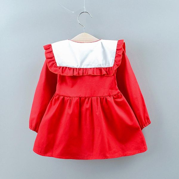 

spring and autumn kid baby girl fruits cherry printed long sleeve party princess red pink ruched dress loose clothing z17$, Red;yellow