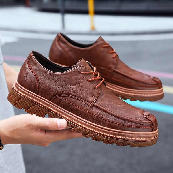 

men's dress shoes cap-toe oxford business shoes full grain men leather schuhe, Black