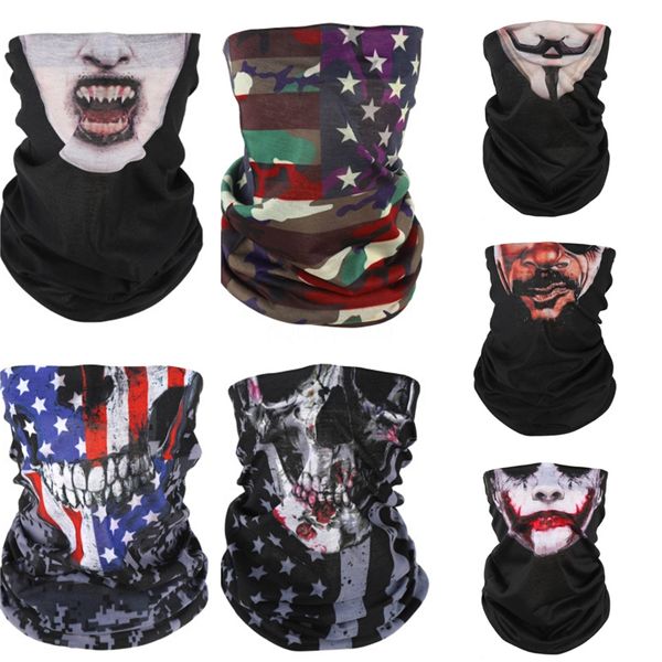 

outdoor usa flag magic headskull scarf bandana cycling masks head neck scarves windproof sport face mask with filter designer mask t2i510#64, Blue;black