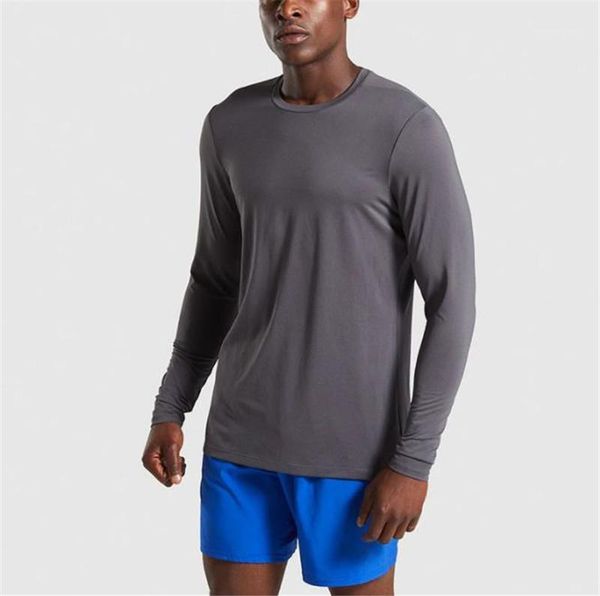 

футболка повседневная плюс размер круглый вырез сплошной цвет с длинным рукавом дышащий тренажерный зал тройники активный стиль мужская одеж, White;black