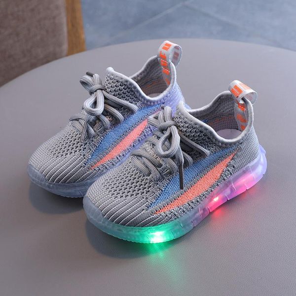 

children casual shoes summer infant kids baby girls boys mesh led light luminous sport shoes sneakers breathable kids, Black