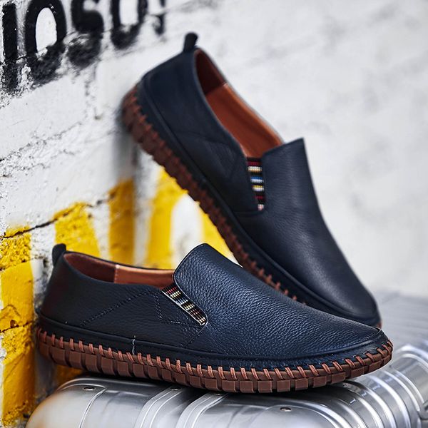 

big size men shoes man's large loafers shoes flats slip-on man gommino driving soft male moccasins plus size 38-50 blue, Black