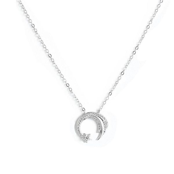 Moda popolare squisito giardino di meteoriti stesso stile geometrico luna stella S925 collana in argento per le donne regalo di gioielleria raffinata