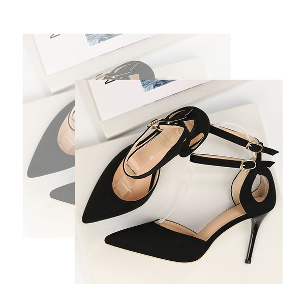 

double buckle strap american style woman sandals large size sandal women patchwork pumps for spring, Black