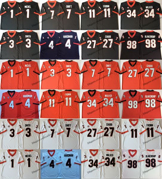 

2018 georgia bulldogs 1 sony michel 3 roquan smith 11 jake fromm 7 d'andre swift hardman nick chubb herchel walker college football jer, Black