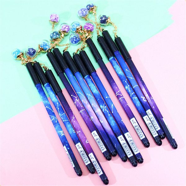 

6pcs starry sky constellation gel pens 0.5mm ball pendant neutral pen cute stationery school signature pen office supplies