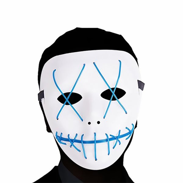 Страшные светодиодные маски Хэллоуин косплей костюм для фестиваля партии синий