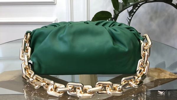 

2020 new arrival 7stars amazing style italy real leather luxury designer women clutch bags wholesale price green color gold chain handbag