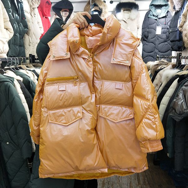

2019 winter parka женщины теплые пальто новой корейской версии сыпучие большой размер длинного капюшоном пуховая проложенный женщин толстый, Black