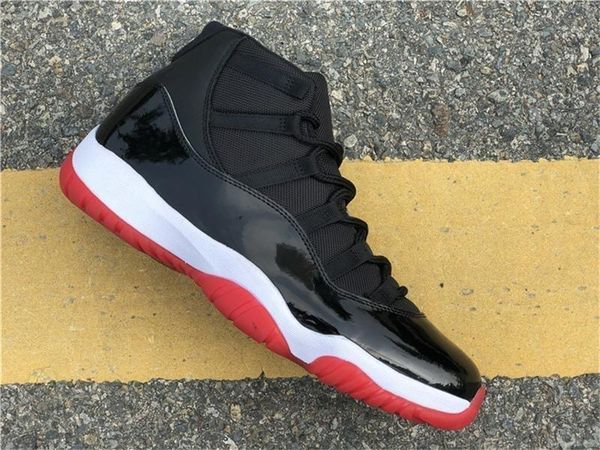 

горячие 2020 11 bred og high black white-varsity red 45 мужские баскетбольные туфли 378037 -061 настоящее углеродное волокно аутентичные кро