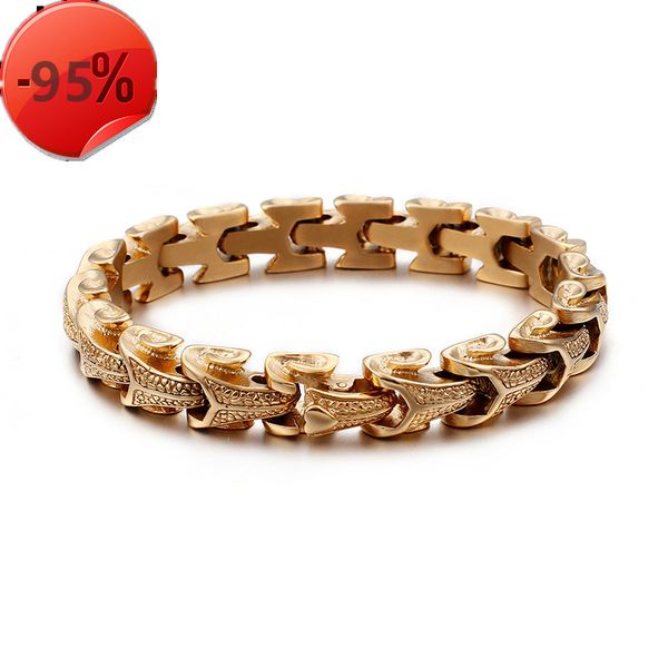 

stainless steel jewelry dragon scale pattern domineering men bracelet silver plated keel jewelry gold bracelet men charm bracelet, Black