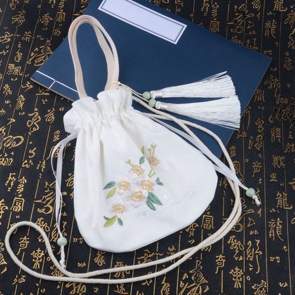 

canvas new chinese style oblique cross-body purse fairy wild embroidery portable hanfu bag ancient style cloth bolsa feminina