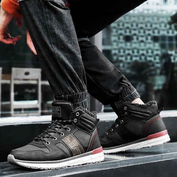 

men's shoes autumn and winter 2019 europe and america new style men sports shoe anti-slip snow boots men's warm cotton-padded sh, Black