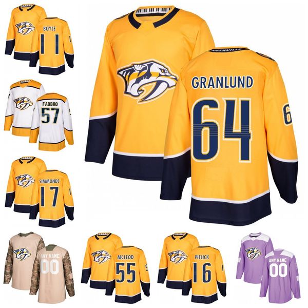 

64 Mikael Granlund Nashville Predators 57 Dante Fabbro 16 Rem Pitlick 55 Cody McLeod 17 Wayne Simmonds 11 Brian Boyle Hockey Jersey