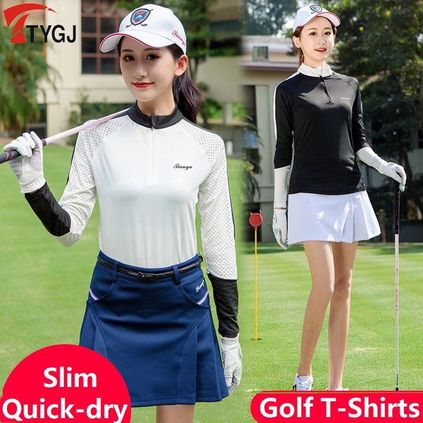 

2020 women breathable golf shirts quick-drying sun protection golf t-shirts ladies long sleeve shirts sports mesh apparel, Black;blue