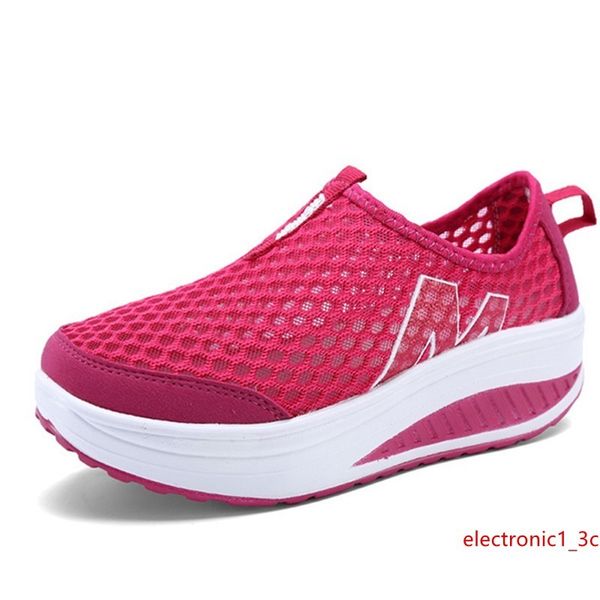 

dark red summer water sneakers for women outdoor sport lightweight beach shoes breathable mesh massage female platform shoes