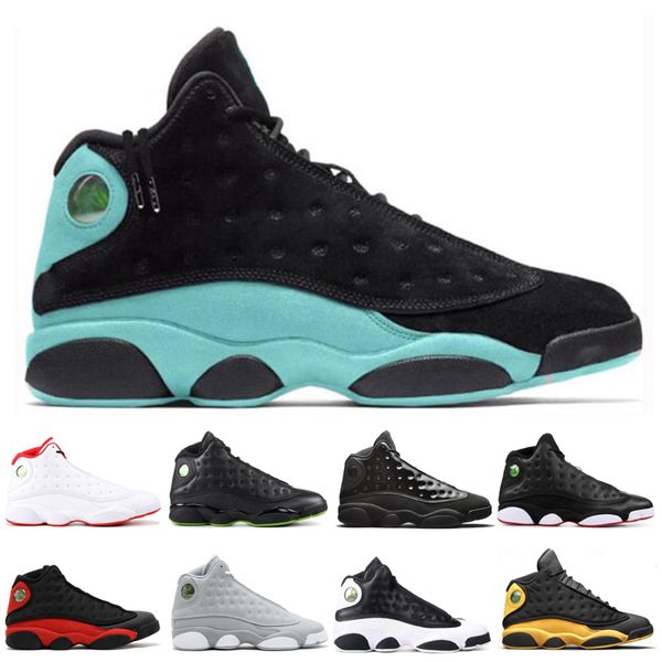 

fashion island green 13 13s basketball shoes for man court purple cap and gown mens classic sports sneaker trainers breathable shoes 7-13