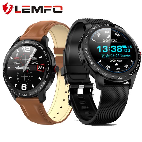 

lemfo l9 ecg smart watch men full round multi-touchable smartwatch ip68 sport watches for men bluetooth reminder/ music, Slivery;brown