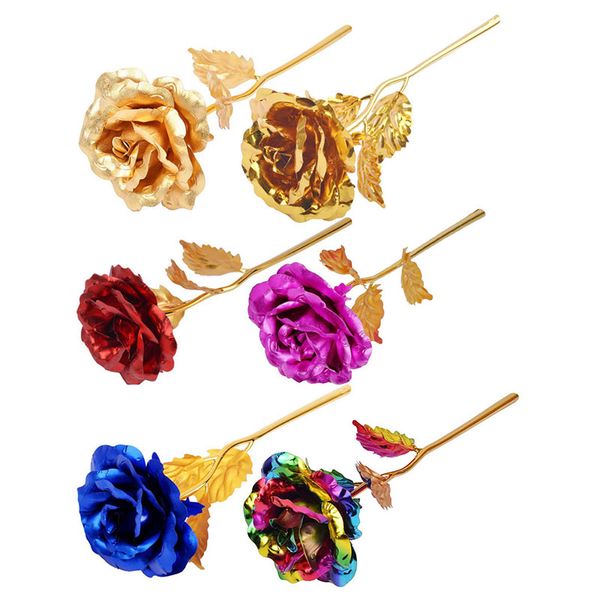 

gold plated rose with love base bear doll kit valentine mother's day gift e2s