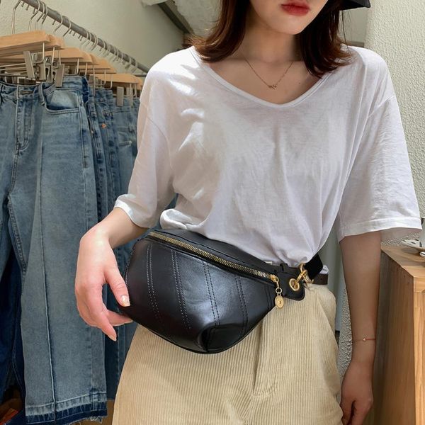 

pure color women bag zipper pouch leather crossbody female casual purse casual waist bag chest phone pouch pochete