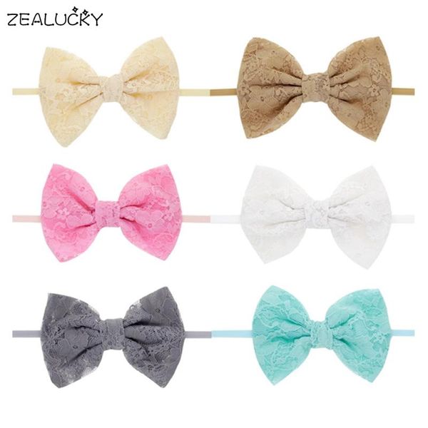 

девочки кружева bowknot головная повязка малыша сплошной цвет мягкая повязка новорожденный stretch головной убор аксессуары faixa cabelo par, Slivery;white