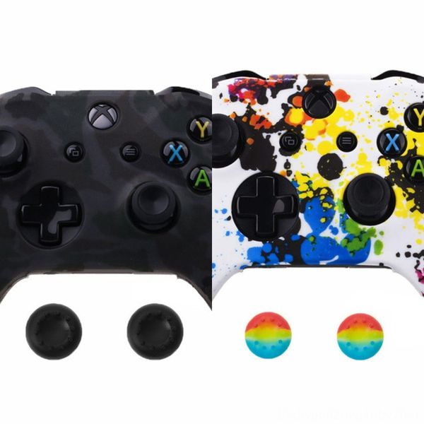 

e9ehx new analog colors for xbox one controller silicone skin case + 18 thumb stick cap grip for x box one 1 x s joystick
