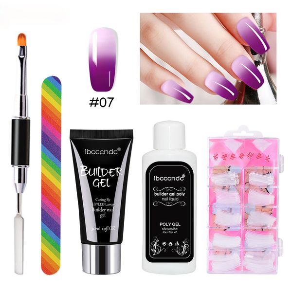 

30g quick building uv gel kit temperature color change uv builder nail extension polygel slip solution nail brush nail tips