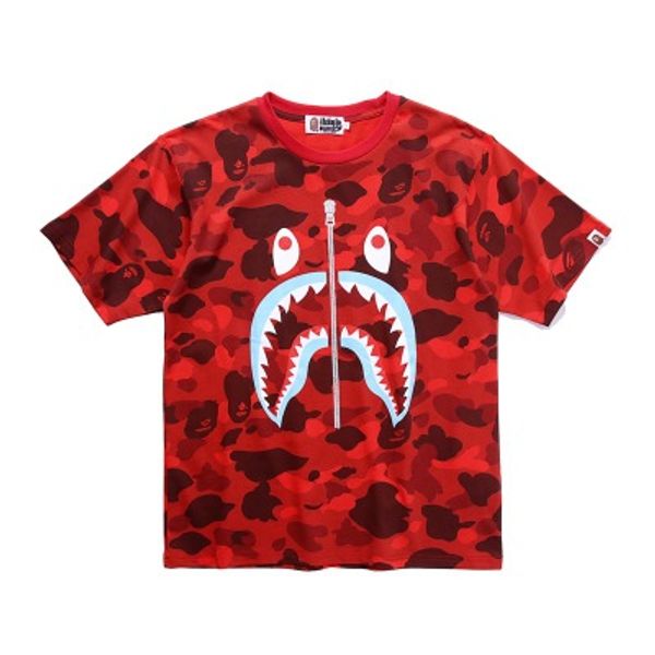 

летние мужские дизайнер футболки купального одежда обезьяну с коротким рукавом акулы рот челюсти tshirt женщины хип-хоп моды тройники, Black;blue