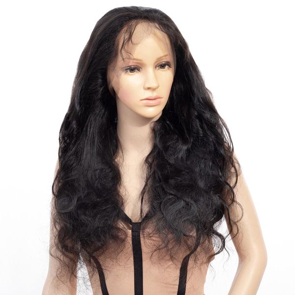 

body wave full lace human hair wigs for women pre plucked hairline with baby hair 26inch brazilian remy hair bleached knots, Black